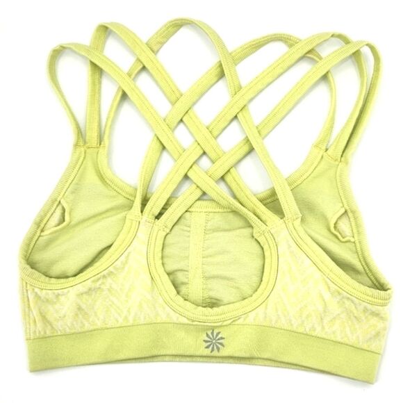 Athleta Sports Bra Size Small Womens Green Yellow Strappy Criss-cross Activewear - Picture 2 of 5